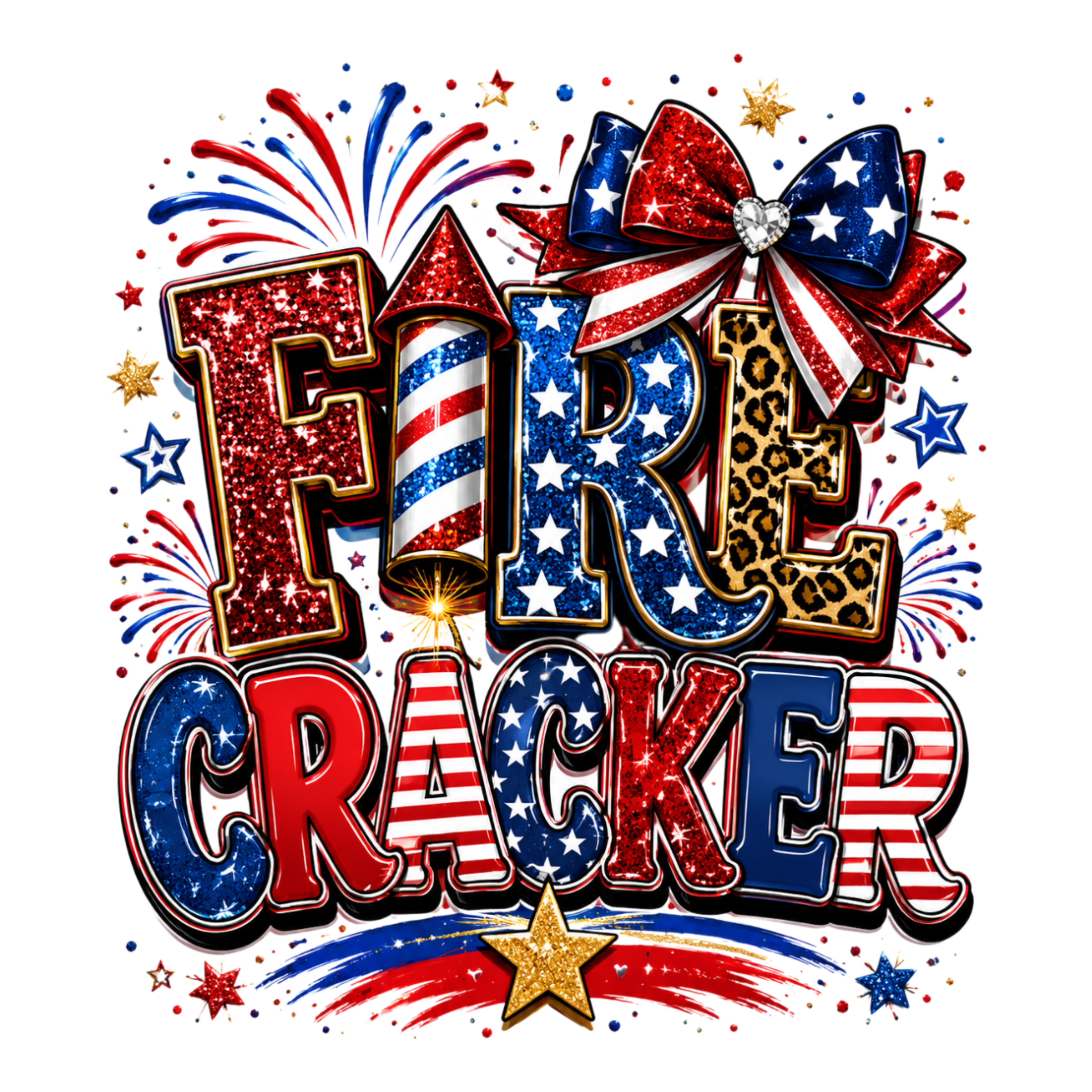 Fire Cracker 4th of July PNG, Patriotic USA Sublimation Design, America Fireworks Digital Download PNG