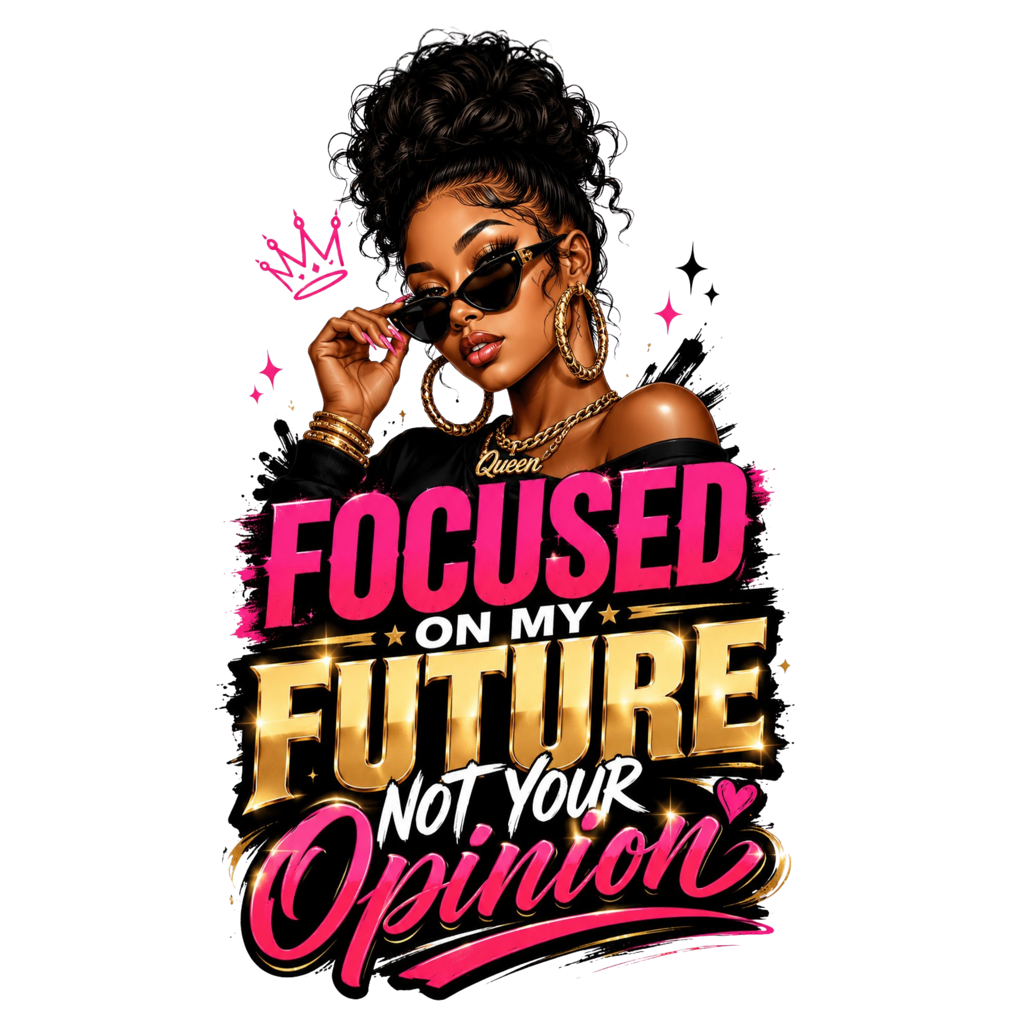 Focused On My Future Not Your Opinion PNG, Black Girl Boss Digital Download, Motivational Sublimation PNG Instant  Digital Download