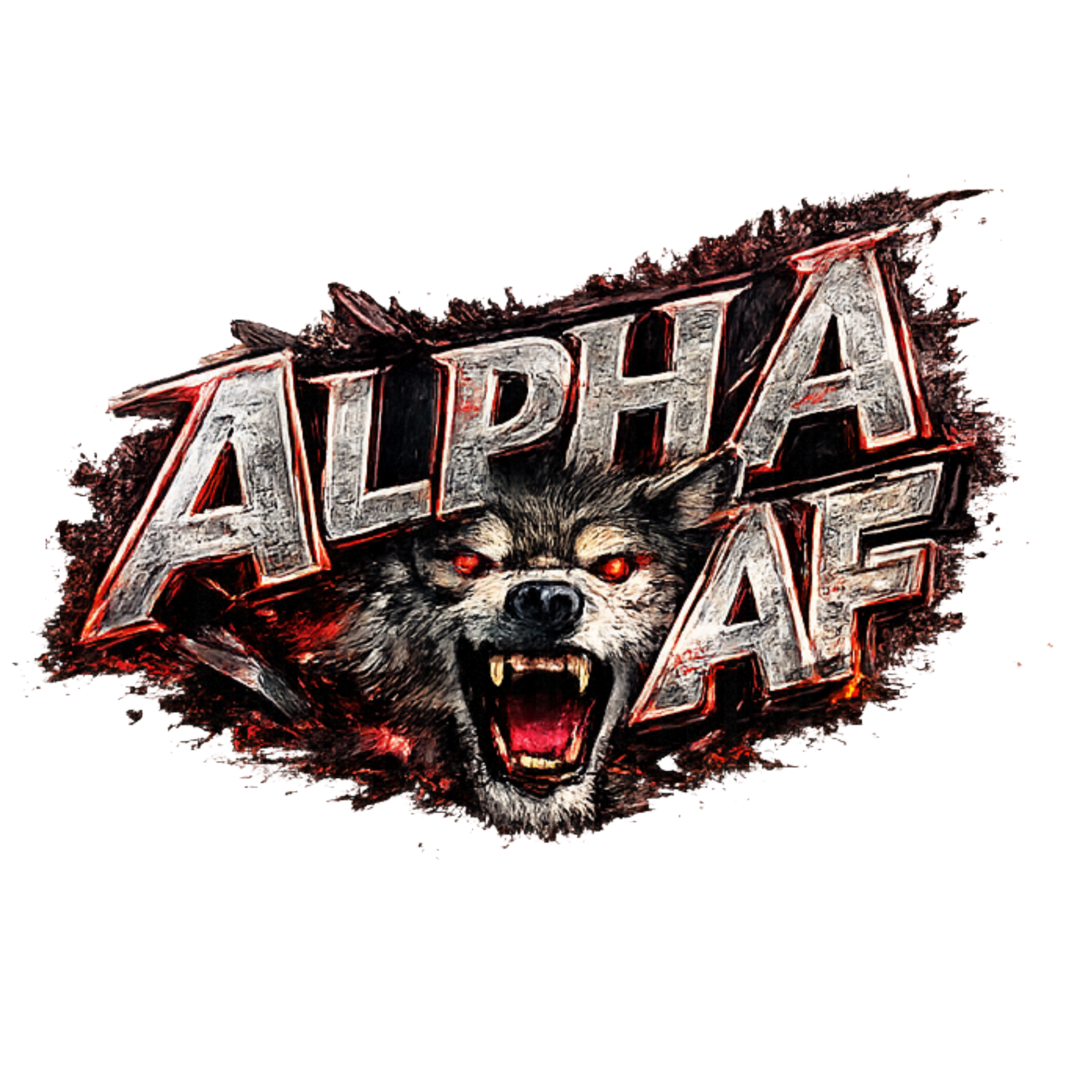 Alpha AF Wolf PNG, Fierce Wolf Sublimation Design, Savage Alpha Quote PNG, DTF Transfer, Instant Digital Download