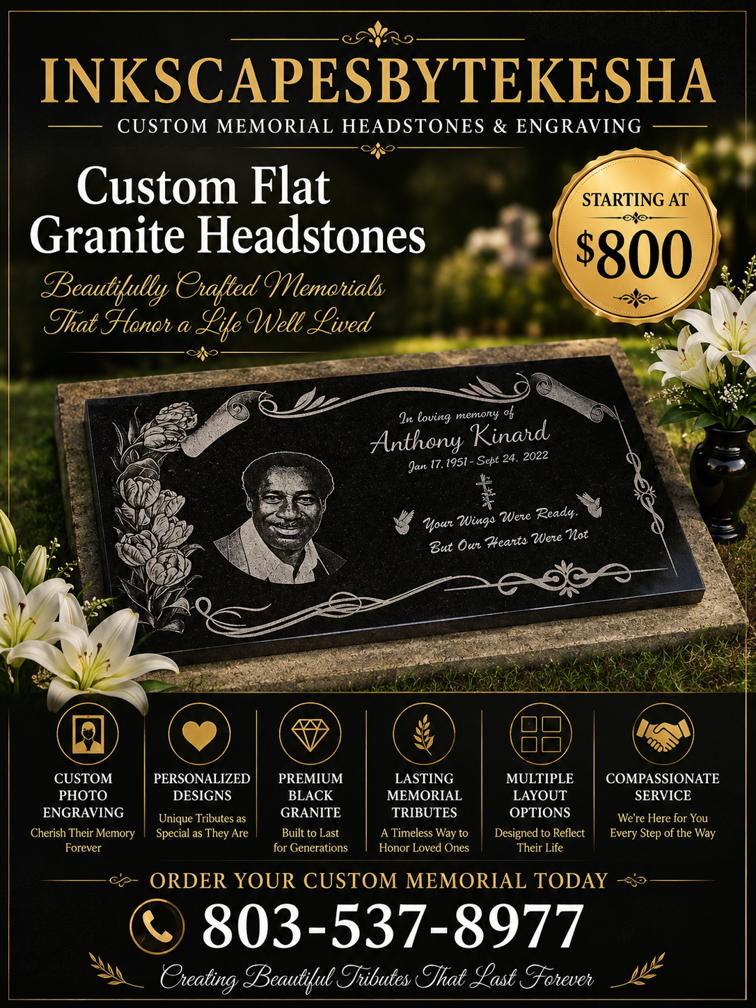 Custom Granite Headstone
